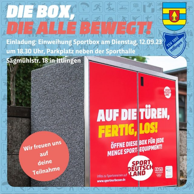 Bild von Sportbox, Einladung zur Einweihung der Sportbox, Dienstag 12.09.23, 18:30 Uhr, Parkplatz neben Sporthalle